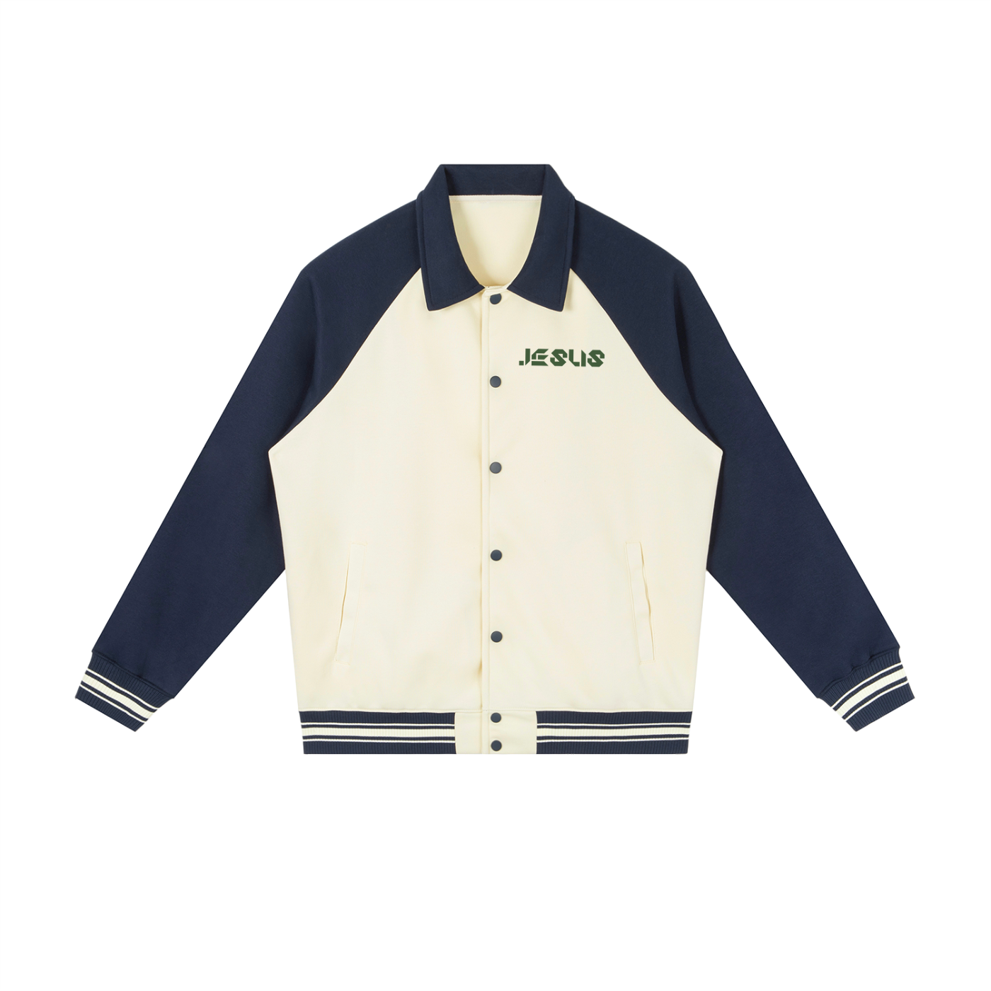 Contrast Raglan Sleeve Baseball Jacket